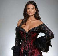 Vienna corset dress in red king brocade | Color :black/red (0)