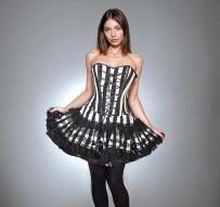 Lolita mini corset dress black white stripe  | Color :black white stripe  (0)