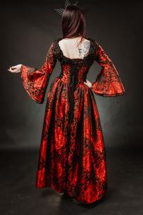 Renaissance dress red king brocade | Color :black/red (1)