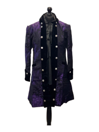Renaissance men's coat in purple king brocade . | Color :Blk/Pur (0)
