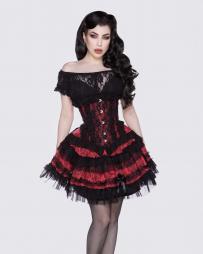 Duchess overbust steel boned corset in black satin | Color :Black (0)