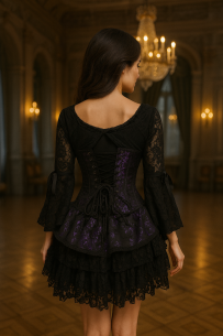 Vienna dress in purple king brocade. | Color :purple/black (1)