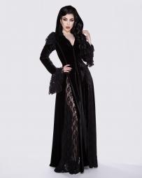 Danika hooded dress black velvet black lace  | Color :Black (0)