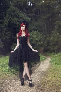 Ophelie corset dress in black taffeta | Color :Black (0)
