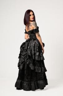 Sheena dress black satin flock black taffeta  | Color :Black (1)