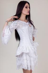 Vienna burlesque dress in white scroll  | Color :cream (0)