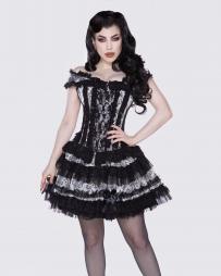 Lolita mini skirt silver fleur de Lys black lace. | Color :silver (0)