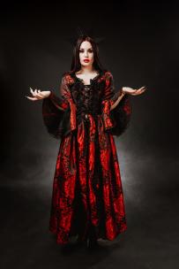 Renaissance dress red king brocade | Color :black/red (0)