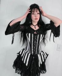 Vienna dress black and white stripe cotton | Color :black white stripe  (0)