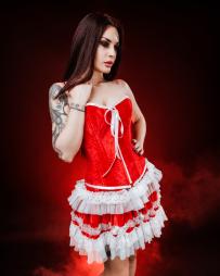 Lolita mini red velvet white lace white bows  | Color :Red (0)