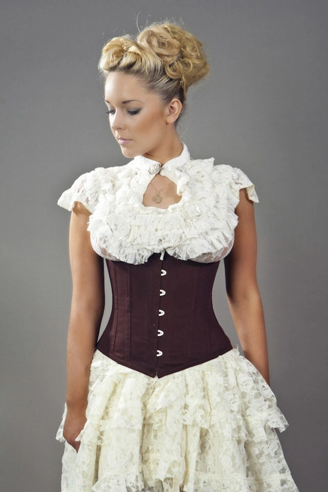 Candy underbust waist training corset in brown twill | Color :brown (0)
