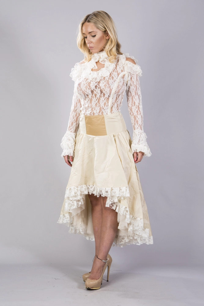 Julia high low skirt in cream taffeta  | Color :cream (0)