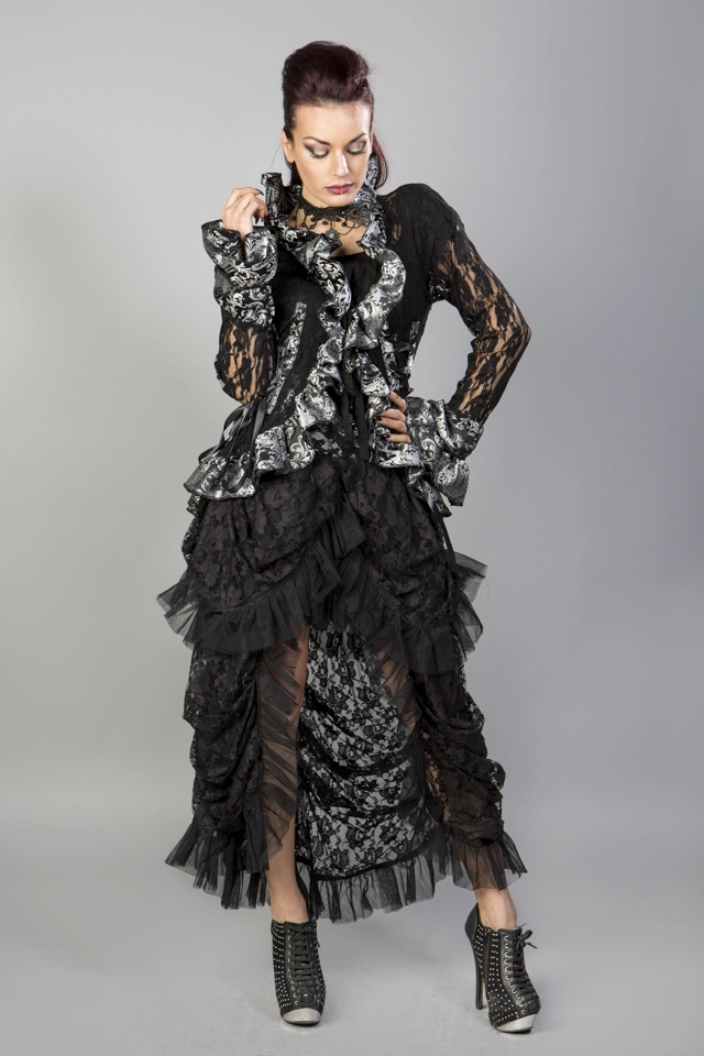 Morticia victorian gothic jacket in black lace gold king | Color :Black (1)