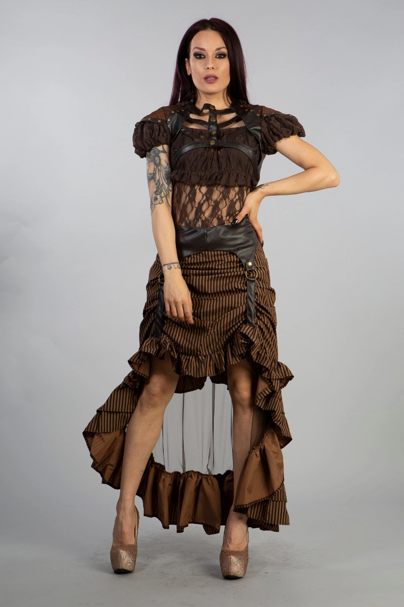 Ines steampunk bolero shrug in brown brocade and coffee matte  | Color :brown (0)