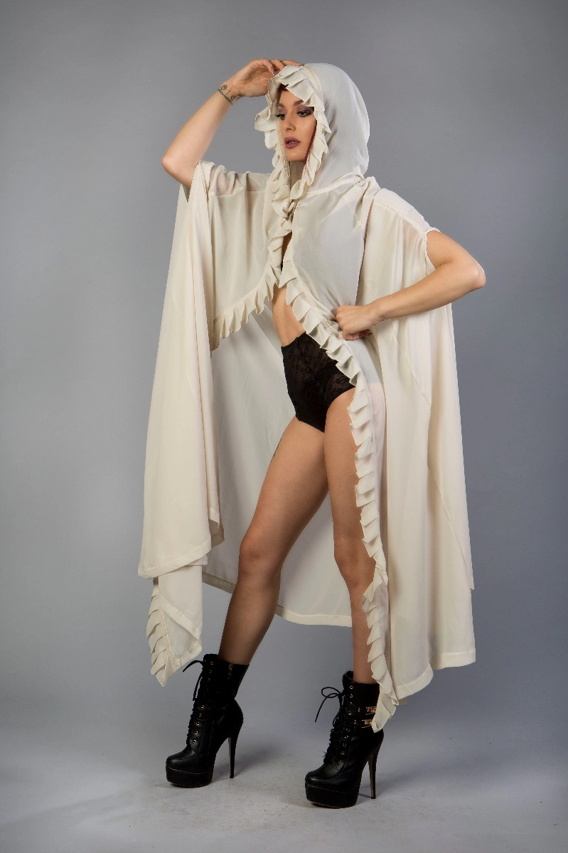 Cape in cream chiffon | Color :cream (0)