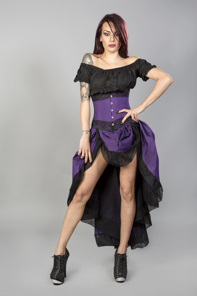 Flavia burlesque skirt in purple taffeta | Color :Purple (0)