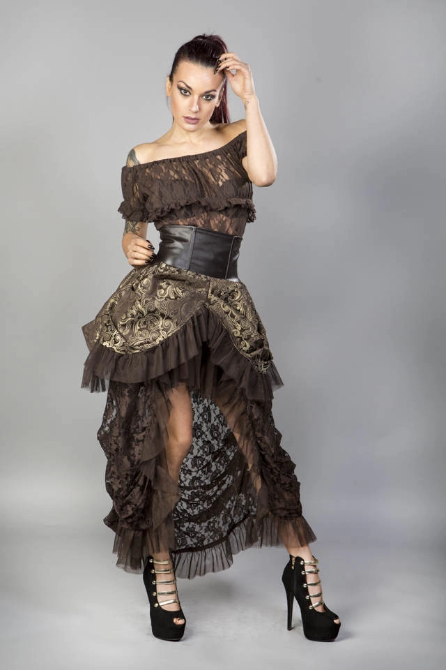 Gypsy brown vintage stretch lace top | Color :brown (0)
