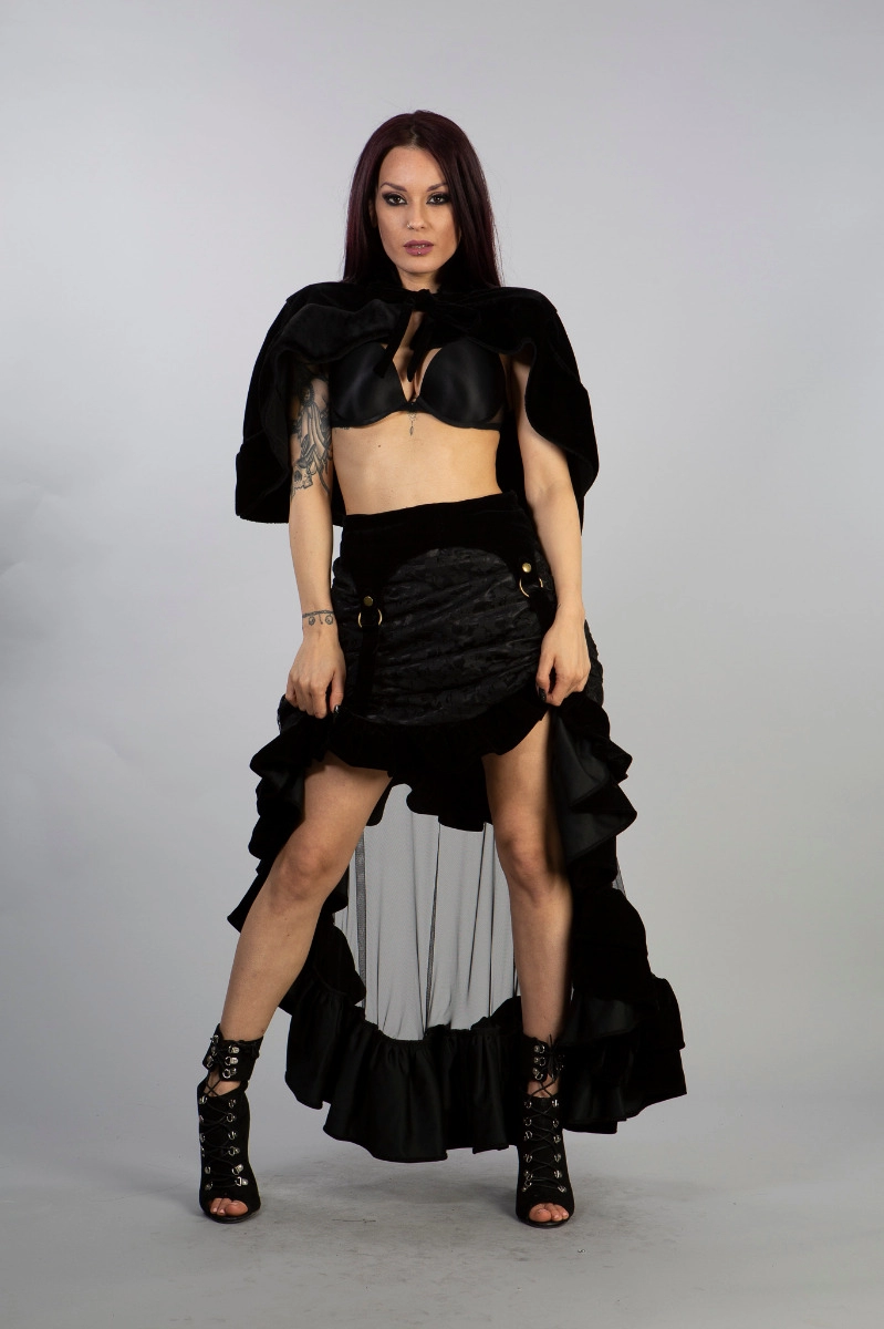 Annabelle skirt in black velvet flock | Color :Black (0)