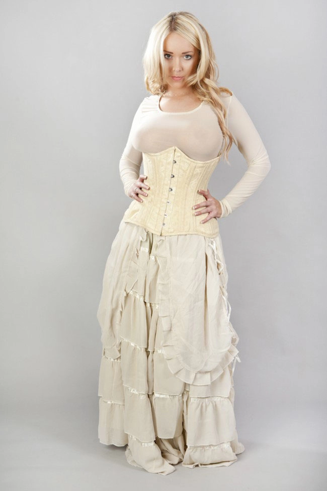 Victorian cream chiffon maxi skirt | Color :cream (0)