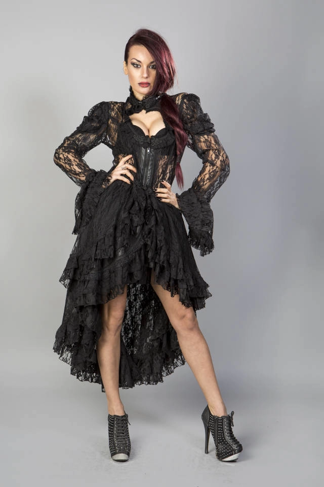 Valentina victorian gothic jacket in black lace  | Color :Black (0)