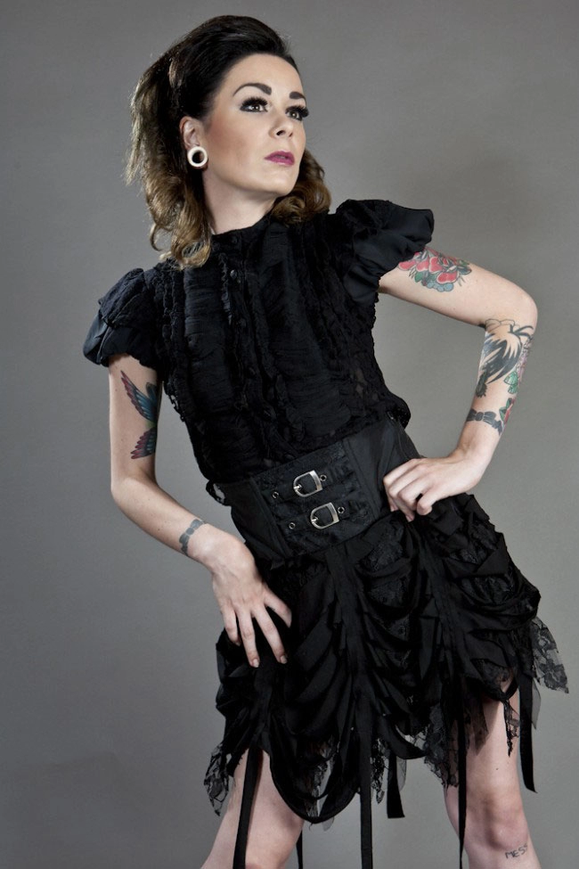 Shadow gothic mini skirt in black cotton | Color :Black (0)