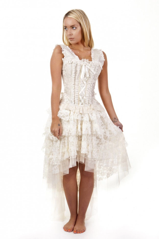 Jasmin overbust vintage corset in cream king brocade  | Color :cream (0)