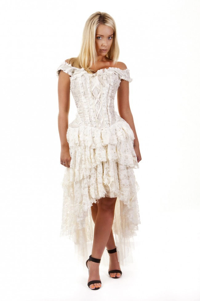 Ophelie burlesque corset dress in cream king brocade | Color :cream (0)
