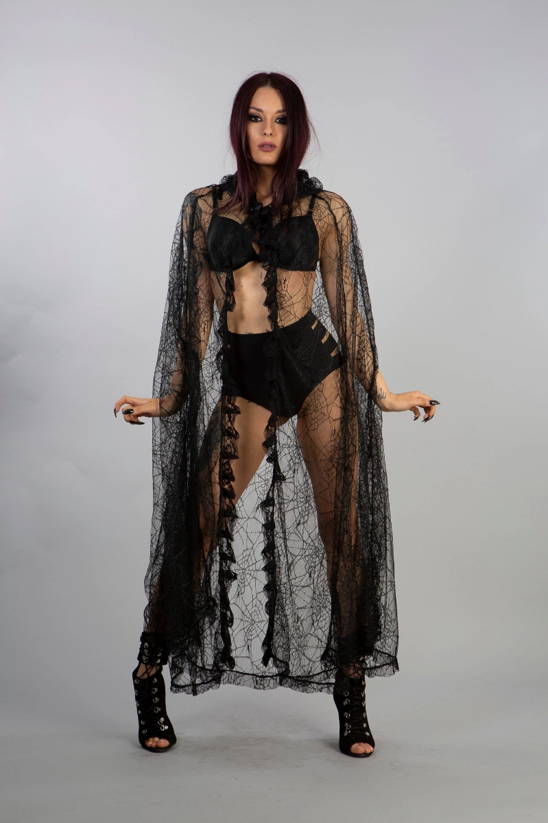 Cape in black spider lace | Color :Black (0)